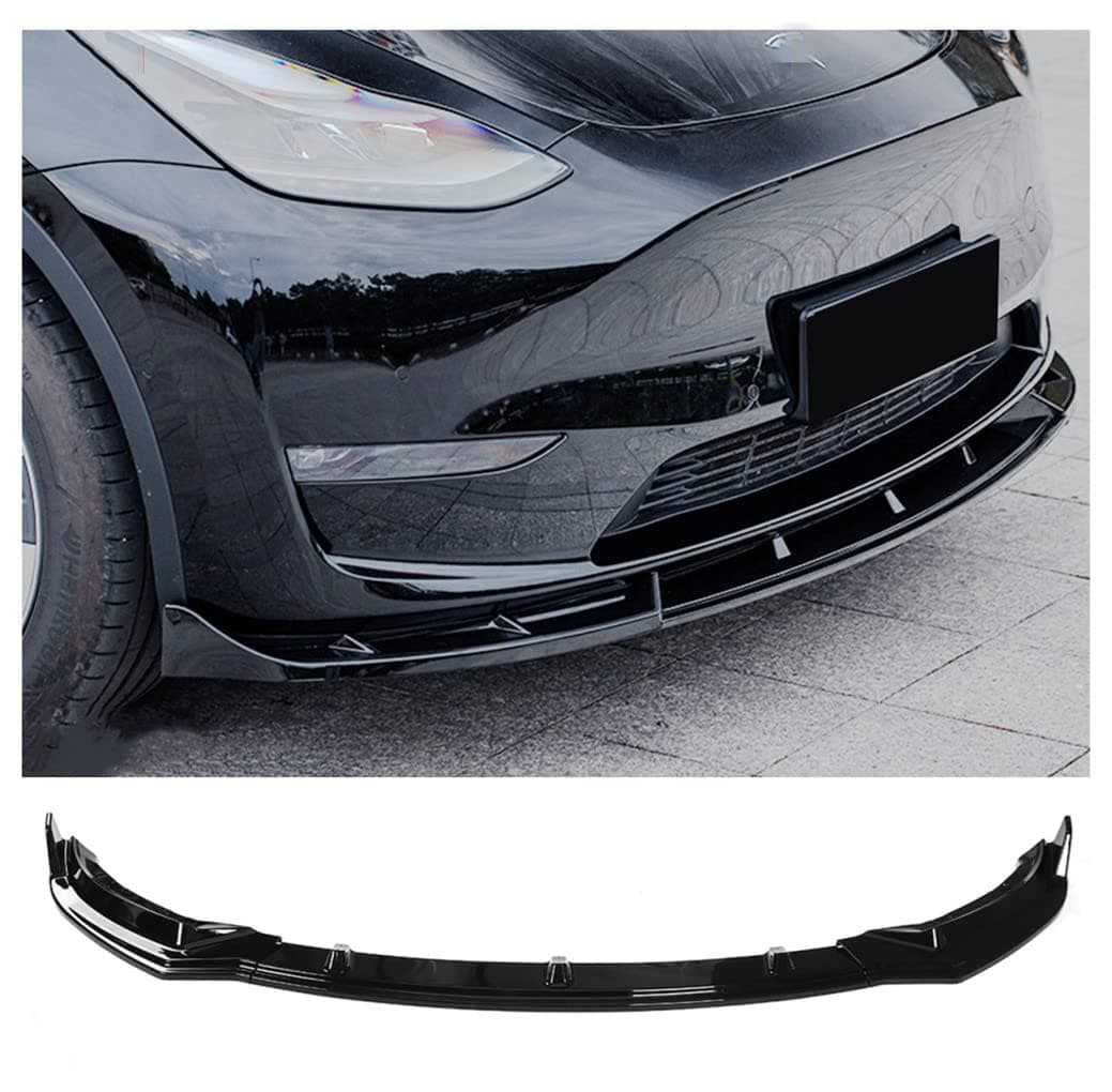 Pezmenn Front Lip Front Splitter Front Bumper Lip Spoiler Front Bumper Lip Body Kit Spoiler Trim Protection Fits 2020 2021 2022 Tesla Model Y (Glossy Black)