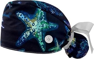 Working Caps with Button Vintage Ukrainian Floral Pattern Ponytail Holder Tie Back Hat for Women Long Hair