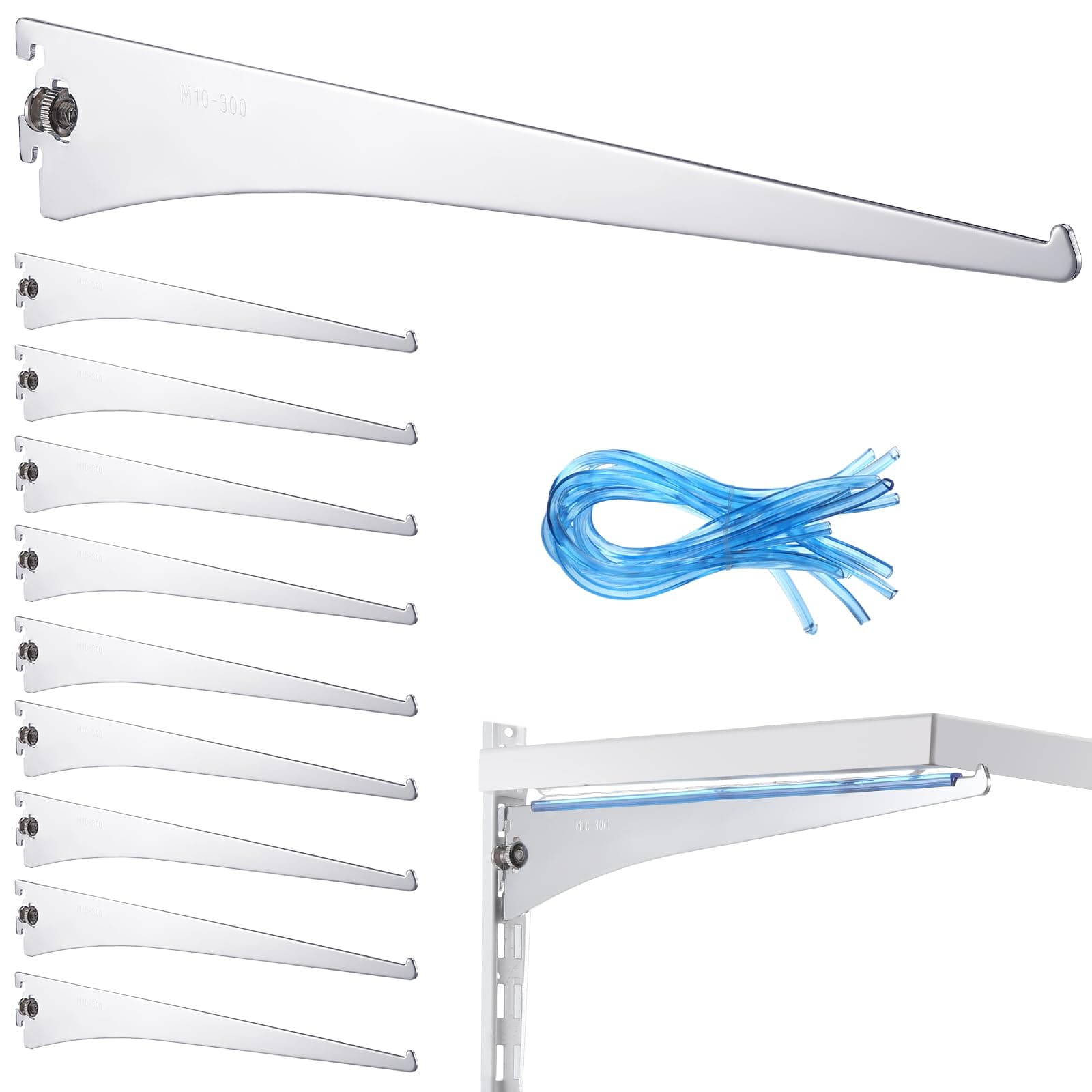 Gisafai 10 Pack Shelf Bracket Adjustable Shelving Brackets Single Track Twin Track System Metal Stand for Shelving Shelf Standard Stand for Stores Closet Kitchen (Silver,12 Inch)