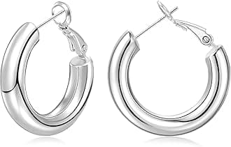 sovesi Gold Hoop Earrings for Women 14K Real Gold Plated Thick Hoop Earrings Lightweight Chunky Gold Hoop Earring Silver Hoop Earrings for Women