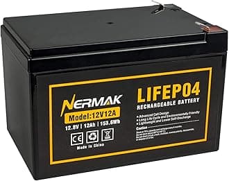 12V 12Ah Lithium LiFePO4 Deep Cycle Battery, 2000+ Cycles Lithium Iron Phosphate Rechargeable Battery for Power Wheels, Fish Finder, Scooters and More, Built-in 12A BMS