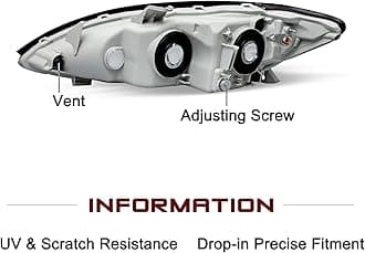 JSBOYAT Headlight Assembly Replacement for 2005 2006 Toyota Camry LE XLE SE Headlamp Black Housing Amber Reflector (Bulbs Included)