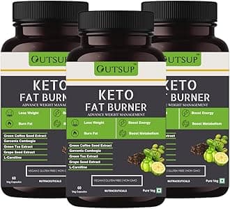 Keto Fat Burner 60 Capsules 1000MG, Weight Loss Supplement With Garcinia Cambogia, Green Coffee Beans Green Tea Extract Metabolism Booster, Fat Burner For Men & Women - (Pack of 3)