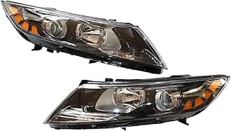 Headlight Assembly for KIA Optima 2011 2012 2013, Headlamp Driver and Passenger Side Halogen H7 H1 Bulbs - Pair Set 921012T121 921022T121 (Driver and Passenger Side Headlight)