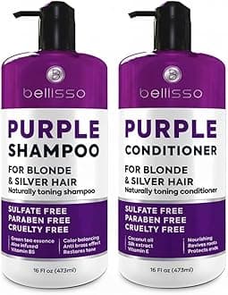 Purple Shampoo and Conditioner Set for Platinum Blonde, Silver, Light, Bleached and Grey Hair - Sulfate and Paraben Free Professional Salon Grade Toner (2 x 16 fl oz) – for Women and Men