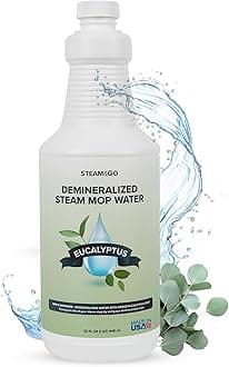 Steam & Go - Demineralized Water for Steam Cleaner, PVC-Free Floor Cleaner Liquid Compatible with Any Steam Mop, Ready-to-Use Multisurface Cleaner, Scented Mop Solution, Eucalyptus Mint, 32 oz