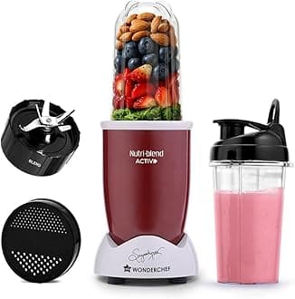 Nutri-blend Activ Mixer Grinder Blender, Smoothie Maker, 500W 22000 RPM 100% Full Copper Motor, 2 Unbreakable Jars, SS Blades, 2 Year Warranty, Recipe book by Chef Sanjeev Kapoor, Red