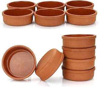 Areste Mexican Clay Cookware Set (Set of 12) - Terracotta Cooking Pots, Bowls, Plates, and Serving Dishes - Premium Spanish Earthenware for Baking, Yogurt, Kheer, Meat, Vegetables, Turkish Cuisine -