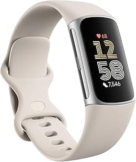 Google Fitbit Charge 6 Activity Tracker with 6-months Premium Membership Included, 7 days battery life and Google Wallet and Google Maps, Porcelain / Silver Aluminium