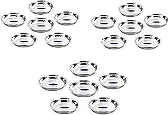 Sharda Metals Set of 18 Stainless Steel Side Serving Small Plates Dishes.