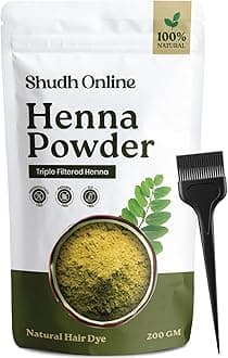 Shudh Online Henna Powder for Hair Colour, Mehandi Powder (200 Grams) Natural Mehndi for Grey Hair Care (Cassia Obovata), Bright Herbal Fresh Hena for Brown, Black Hair Growth