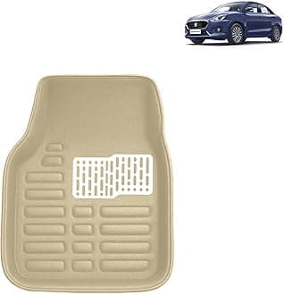 Kingsway Accessories Premium 4D Car Floor Mats Only Compatible with Maruti Suzuki Swift Dzire Year 2017 to 2019 All Model, Set of 3 Pcs, 100% Waterproof Tray Shape PVC 4D Car Foot Mats, Beige