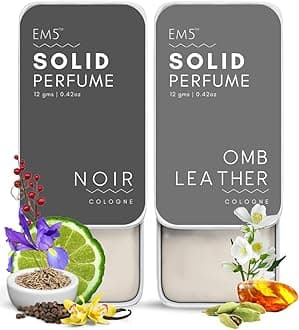 - Set of 2 Alcohol Free OMB Leather & Noir Solid Perfumes | Wax Perfumes for Men & Women | Non-Greasy Cologne | Strong & Lasting Fragrance | Gifting Pack for Him & Her