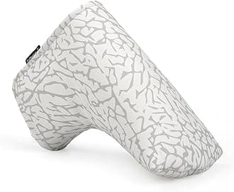 American Flag Blade Putter Head Cover for Men and Women - White/Black PU Leather with Velcro Stickers