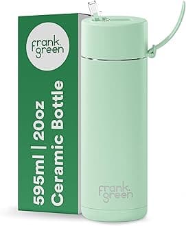 frank green Insulated Water Bottle for Cold Or Hot Drinks - 595ml/20oz Metal Bottle with Straw Lid, Ceramic Insulated, Stainless Steel, Triple Wall Vacuum - Mint Gelato Green by frank green