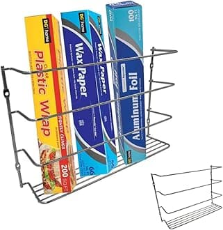 Evelots 2 Pack Plastic and Foil Wrap Organizer on Cabinet Door or Pantry Wall Rack - Sandwich, Freezer, Food Bag Storage Organizer - Bathroom Laundry Supplies, Kitchen Organization and Storage