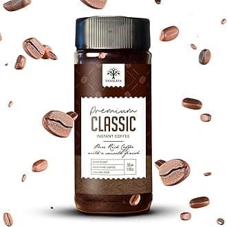 Instant Coffee Premium Classic | Dark Roast | Pure Coffee Powder | Bold Aroma & Smooth Taste | Chicory Free | 50 g