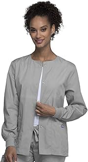 scrubs jacket for women, Snap Front Warm-Up Jacket with 3 Pockets and Easy Care - 4350