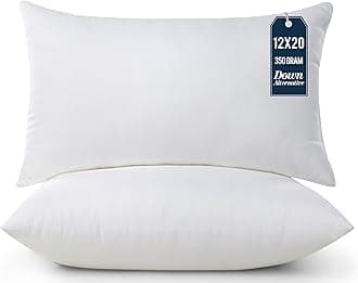 Utopia Bedding Throw Pillows Insert (Pack of 2, White) - 12 x 20 Inches Bed and Couch Pillows - Indoor Decorative Pillows