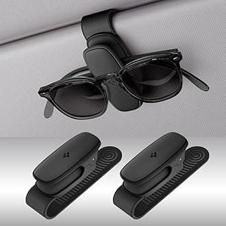 2 Pack Silicone Clip Sunglass Holder for Car Sun Visor - Eyeglasses, Sunglasses, Ticket Card Clip for All Cars - Car Sun Visor Accessories - (Black)