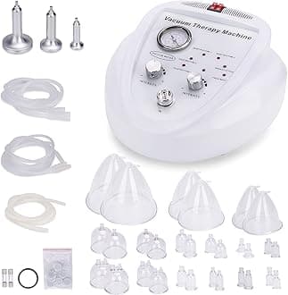 Vacuum Therapy Cupping Machine with 30 Cups and 3 Metal Gua Sha Handles for Salon SPA, Body, Back, Face Massage Care
