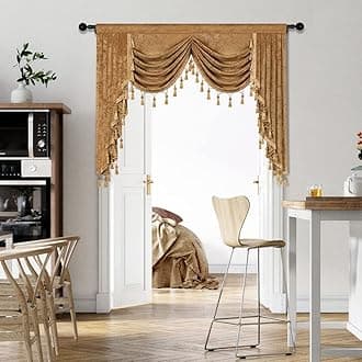 Thick Chenille Window Curtains Valance for Living Room Bronze Waterfall Valance for Bedroom,Rod Pocket (Bronze, W59)