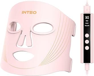 INTEO Red Light Therapy for Face, 3 Modes Portable Led Face Mask Light Therapy with Remote, Infrared Light Mask with Timing Function, Led Light Therapy At Home, Pink