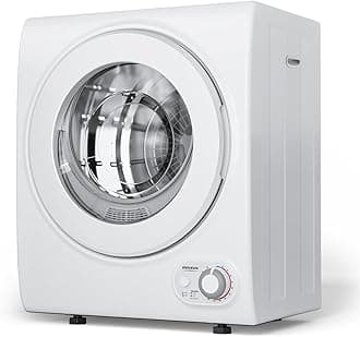 110V Portable Clothes Dryer, High End Laundry Front Load Tumble Dryer Machine with Stainless Steel Tub & Simple Control Knob for Apartment, Dorm-850W, White