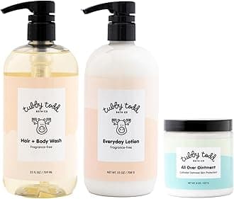 3-Step Baby Bath & Skincare Routine - The Regulars Bundle - Baby Shampoo and Body Wash, Everyday Lotion 25 Oz & All Over Ointment 8 Oz - Fragrance-Free