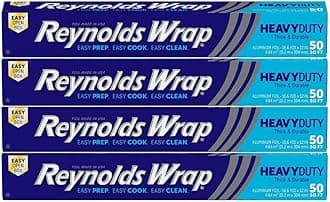 Reynolds Wrap Aluminum Foil, Heavy Duty, 50 sq ft, (Pack of 4)