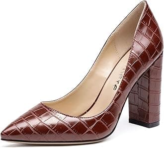 Castamere Women's Block Heels Pointed Toe Slip-On Court Shoes 4IN Heeled Pumps