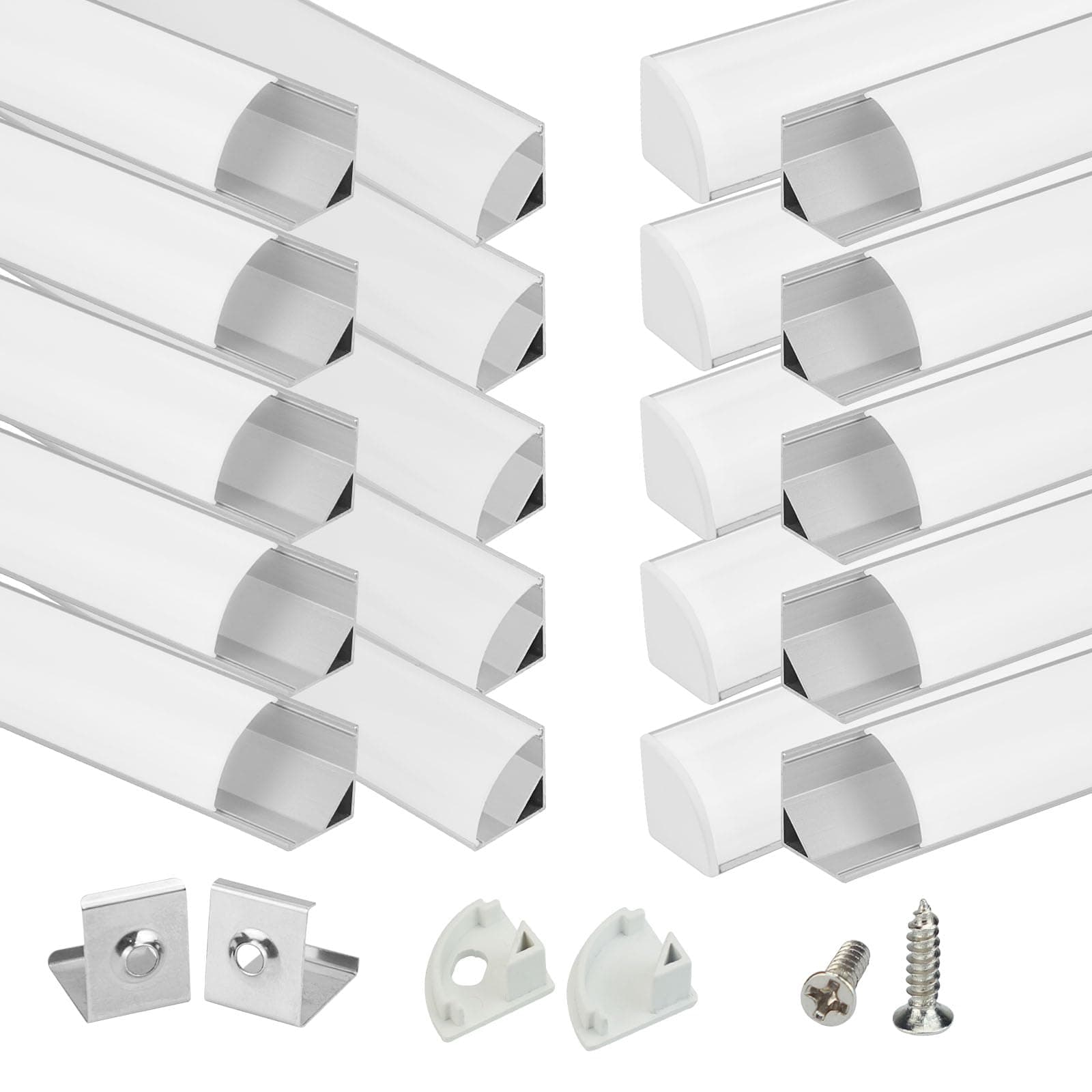 20Pack 3.3FT/1M V-Shape LED Channel System with Milky White Cover Lens Frosted, Silver Aluminum Extrusion Profile Housing Track for 3528,5050,5630 Strip Tape Lights V1SW 1M WW,LV1 LW1