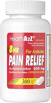 - HealthA2Z® Pain Relief Extended Release | Acetaminophen 650mg | 8 Hours | Arthiritis Pain | Pain Reliever - Fever Reducer | Contains no Aspirin (300 Count)