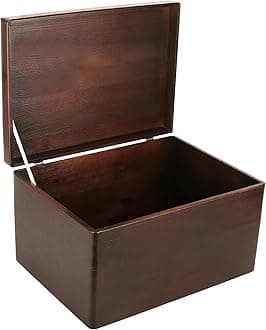Large Brown Wooden Box Storage with Hinged Lid | 15.8x11.8x9.44in (+-0.5) | Keepsake Decorative Gift Box | Acacia-Like Wood Chest Trunk Product NOT Intended for 15 Years OR Below