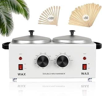 Professional Dual Wax Warmer for Hair Removal, Double Electric Wax Heater Machine with 150pcs Wax Sticks-WaxPots with Adjustable Fahrenheit Dial for Facial Skin Body SPA Salon Equipment
