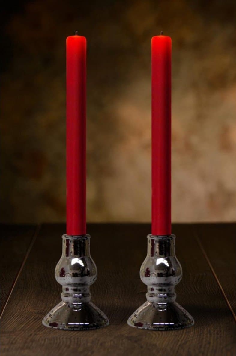 10 inch LED Push Wick Window Taper Candle - Set of 2 - Realistic and Bright Flickering Bulb Battery Operated Flameless LED Candles - Great for Decorating, Safe for Kids, Senior and Pets