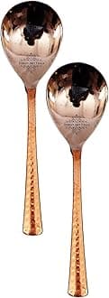 Indian Art Villa Set of 2 Steel Copper Rice Spoon | for Serving RiceHome Hotel Restaurant | Dinnerware