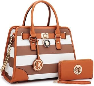 Dasein Women's Designer Padlock Belted Top Handle Satchel Handbag Purse Shoulder Bag With Wallet…