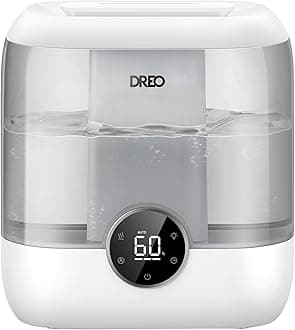 DREO 6L Top Fill Humidifiers for Bedroom, 60H Runtime 28 dB Quiet Supersized Cool Mist Air Humidifiers for Large Room, Baby Nursery, Plant, Indoor, Night Light, Easy to Clean, Precise Humidity Control