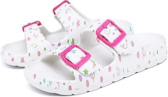 INMINPIN Boys Girls Double Buckle Slide Sandals Comfort Beach Pool Shower Slippers Adjustable Indoor Outdoor Little Kid/Big Kid