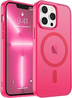 zapica Magnetic for iPhone 13 Pro Max Case, [Compatible with MagSafe] [10 FT Military Grade Drop Protection] Slim Translucent Matte Shockproof Anti-Scratch Phone Case, Hot Pink