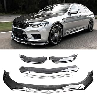 goodfitment Universal Front Lip for Car,Carbon Fiber Front Bumper Lip, ABS Adjustable Sharp Corner Front Bumper Lip Splitter Protector Replacement for Most Vehicle (Carbon Fiber w/White)