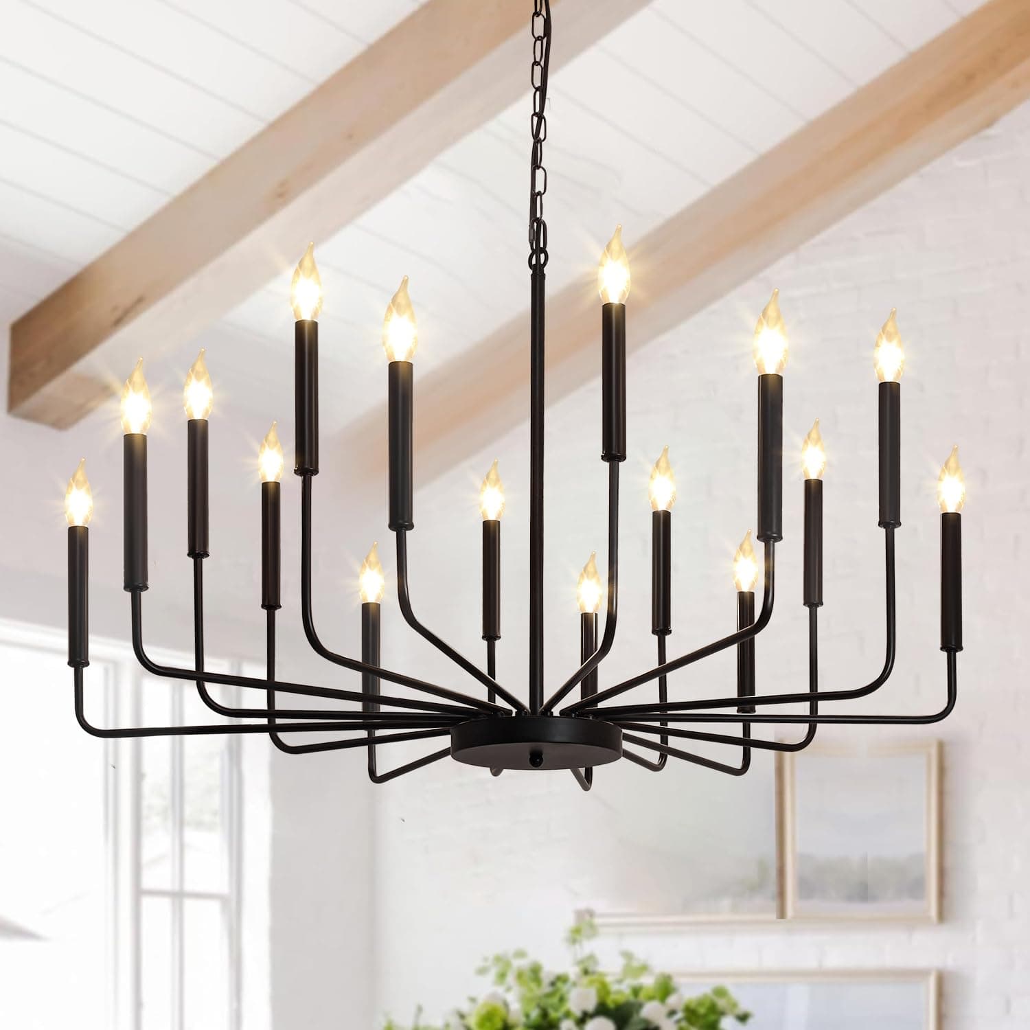 39“ 16 Light Black Chandelier