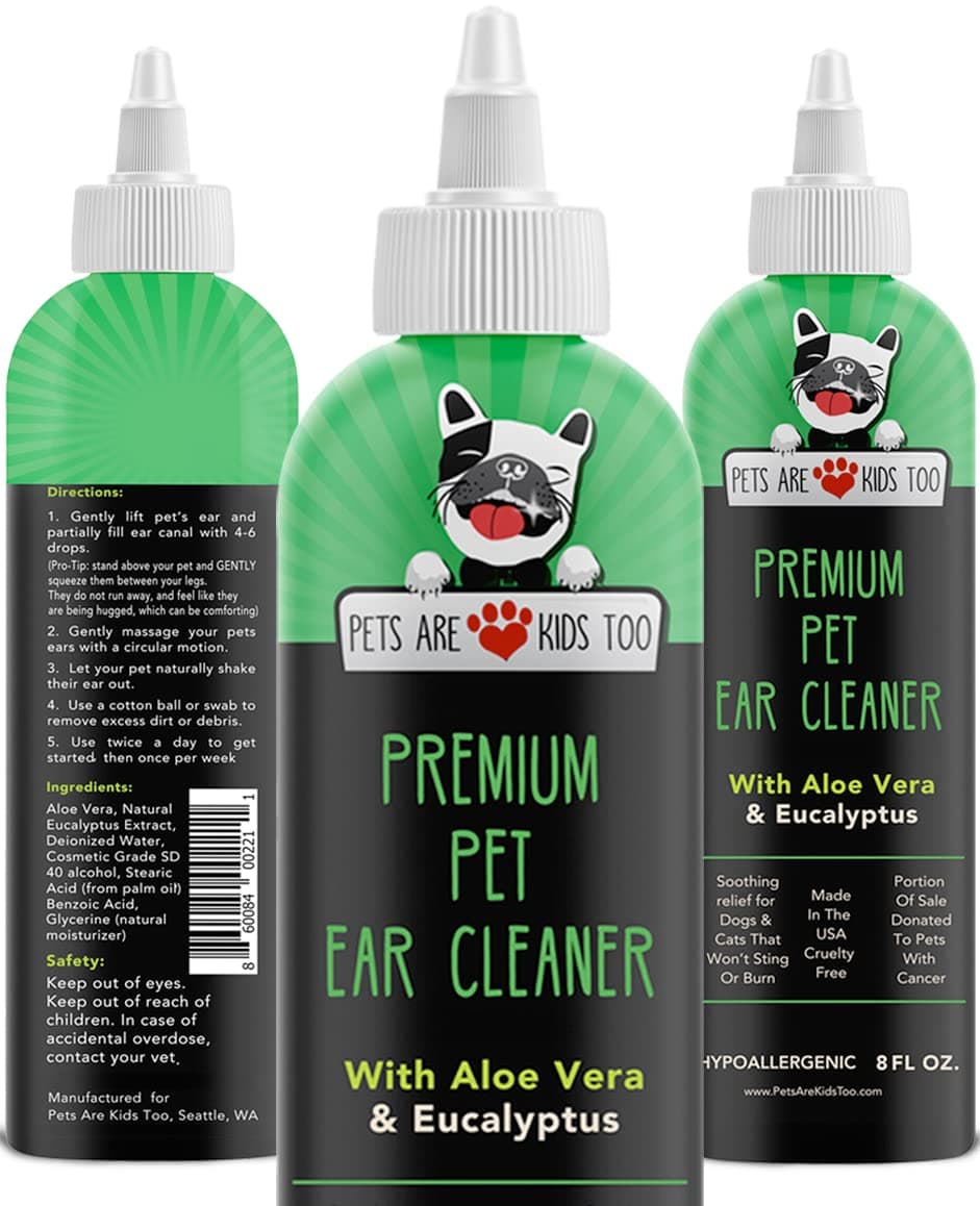 Pets are Kids Cat & Dog Ear Cleaner Solution - Itch Relief for Dogs and Cats - Clear, No Mess Formula, Pet Ear Cleaner with Aloe Vera & Eucalyptus (1 btl)