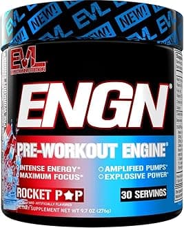 EVL Intense Pre Workout with Creatine - ENGN Energizing Pre Workout for Men Powder Drink for Lasting Energy Focus and Recovery - with Beta Alanine Caffeine and L Theanine - Rocket Pop