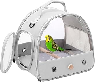 Bird Travel Carrier Cage, Portable Small Bird Parrot Parakeet Carrier with Standing Perch and Soft Mat, Side Access Window Collapsible Bird Carry Transport Bag for Vet Visit
