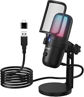 USB Gaming Microphone for PC, Noise Cancellation Condenser Mic with RGB Lights, Echo Monitor Volume Adjust for Streaming Vocal Recording,Mute, Gain for Podcast, Chat, Twitch, YouTube M-640S
