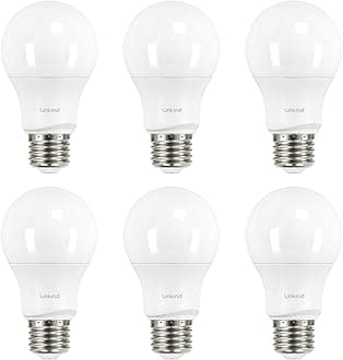 Linkind A19 LED Light Bulbs Dimmable, 40 Watt Equivalent, E26 Base, 2700K Soft White, 5W 450 Lumens CRI80+, 120V, UL Listed FCC Certified, LED Lights for Bedroom Living Room Home Office, 6 Packs