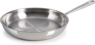 T-Fal Pro Tri-Ply Fry Pan, Stainless Steel Pan 12 inch, Induction Cookware, Oven Safe 500F, Fast & Even Heat, Professional Quality & Durability, Skillet, Cookware, Silver