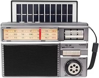 Portable NEW Retro Radio Vintage Solar Battery-FM AM SW Radio, Built-in Rechargeable BT Speaker, TF Card Slot& USB/AUX Input